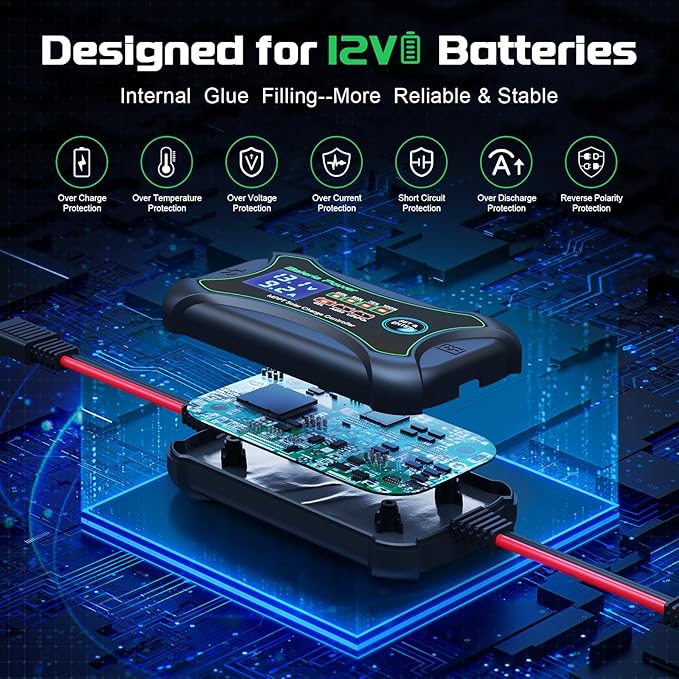 10A MPPT Wireless Solar Charge Controller with BT Bateria Power 12 Volt Phone APP Intelligent Control Solar Regulator with LCD Display LED Indicate Light for Gel AGM Lithium LiFePO4(Sunrock 10Pro)