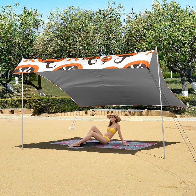 ALAZA Cute Pumpkin Pattern Beach Tent Sun Shelter Portable Canopy Sunshade for Outdoor Camping Picnics Backyard Fun 10x9 ft