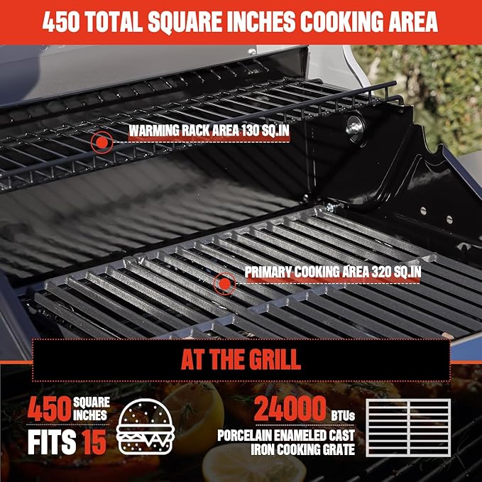 Monument Grills 2-Burner Stainless Steel Liquid Propane Gas Grill Two Foldable Shelves Patio Garden Barbecue Grill with Clearview® Lid Knob Control Mesa200S