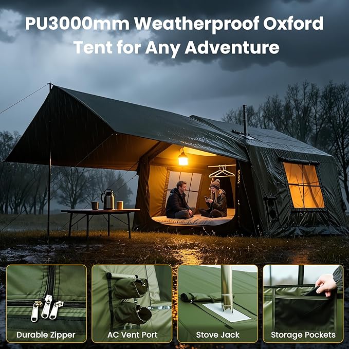 ABORON 2/6/8/10/12 Person Inflatable Camping Tent Easy Setup Blow Up Tent with Hand Pump PU3000mm Waterproof &amp Breathable 4 Season Glamping Tent for Outdoor Camping