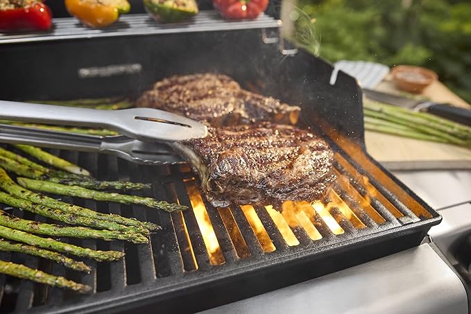 Weber Spirit E-425 Liquid Propane Gas Grill for Outdoor Cooking and BBQ 4 Burner Black – Porcelain-Enameled Cast-Iron Grates 2 Boost Burners &ampSear Zone