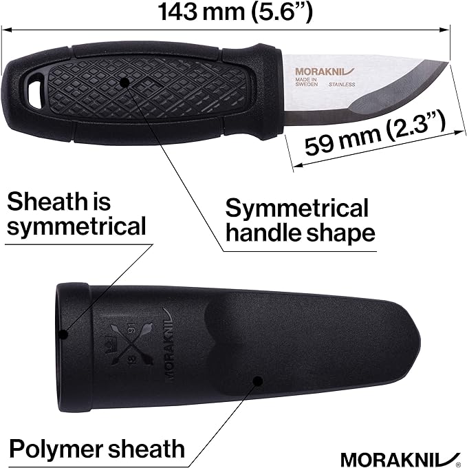 Morakniv Eldris Fixed-Blade Pocket-Sized Knife with Sandvik Stainless Steel Blade and Plastic Sheath 2.2-Inch.