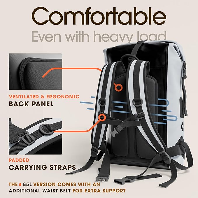 Earth Pak Waterproof Backpack - Heavy Duty Roll-Top Closure with Easy Access Front-Zippered Pocket and Cushioned Padded Back Panel for Comfort with IPX8 Waterproof Phone Case