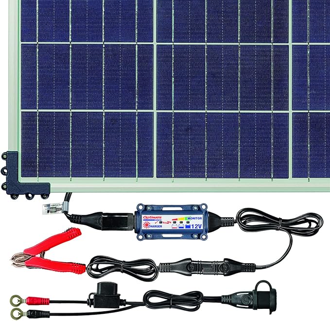 OptiMATE SOLAR + 80W Solar Panel TM-523-8 Solar Pulse Charger Tester &amp Maintainer for 12V batteries with 80W solar panel