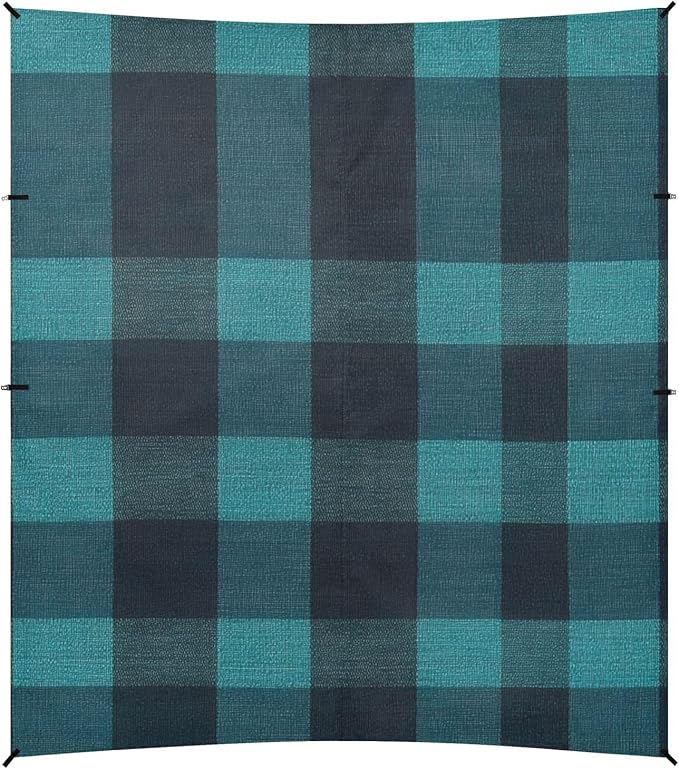 Darkcyan Buffalo Plaid Check Tartan Scotland Beach Tent UPF50+ Protection Lightweight Portable Sun Shelter with Sand Shovel for Camping Picnics Backyard