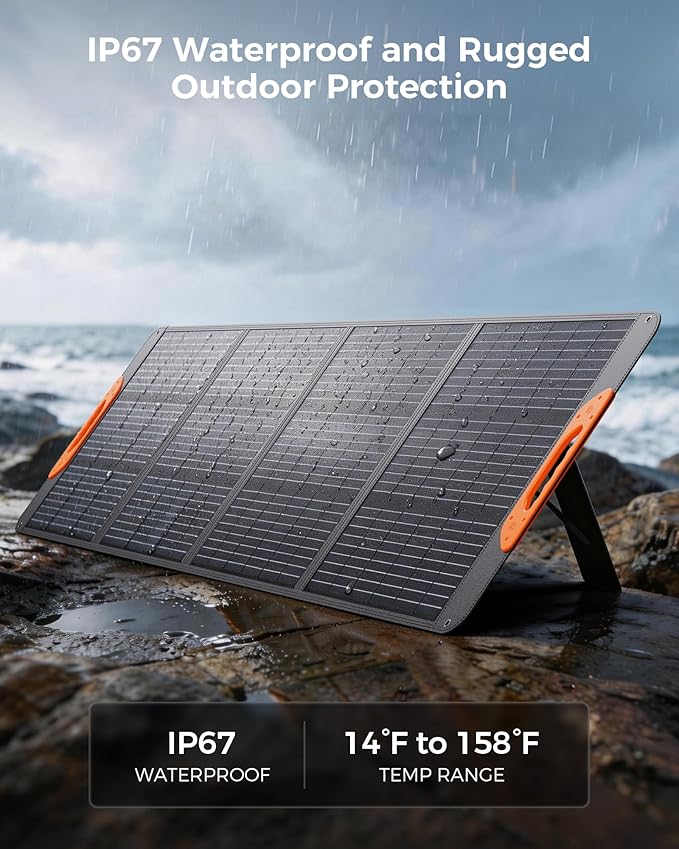ZOUPW 200W Portable Solar Panel for Power Station23.5% Efficiency Mono Foldable Solar Charger with 4 Kickstands for Jackery 1000 V2/Bluetti/EcoFlow/AnkerIP67 Waterproof for Camping RV Power Backup