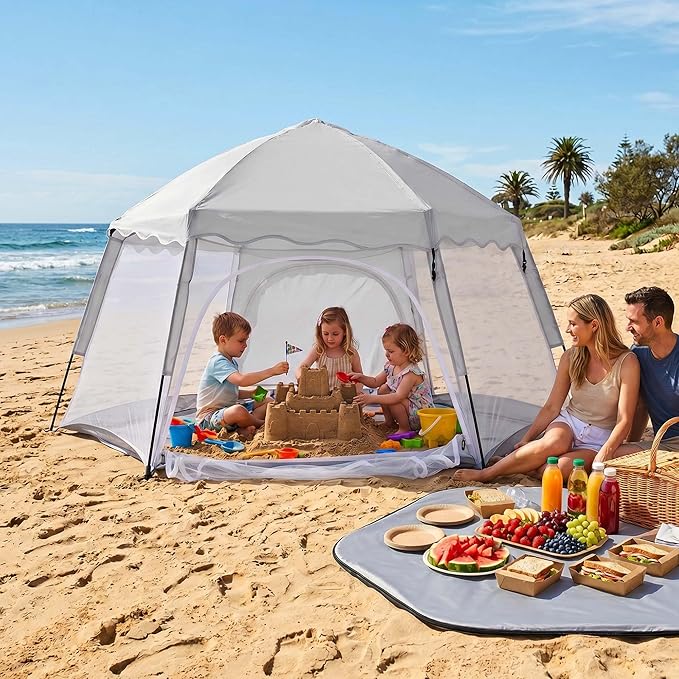 Porayhut Large Pop Up Play Tent for Kids 78 Instant Toddler Playhouse with Removable Floor &amp UV50+ Sun Shade 360° Mesh Mosquito-Free Tent for Indoor Outdoor Beach Backyard Fits 4 Kids