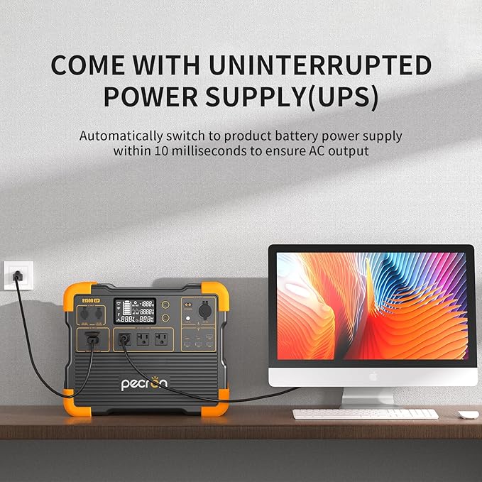 pecron Portable Power Station E1500LFP Solar Generator 1536Wh 2200W LiFePO4 Battery Backup Fast Charging Power Station for Home use RV and Outdoor Camping