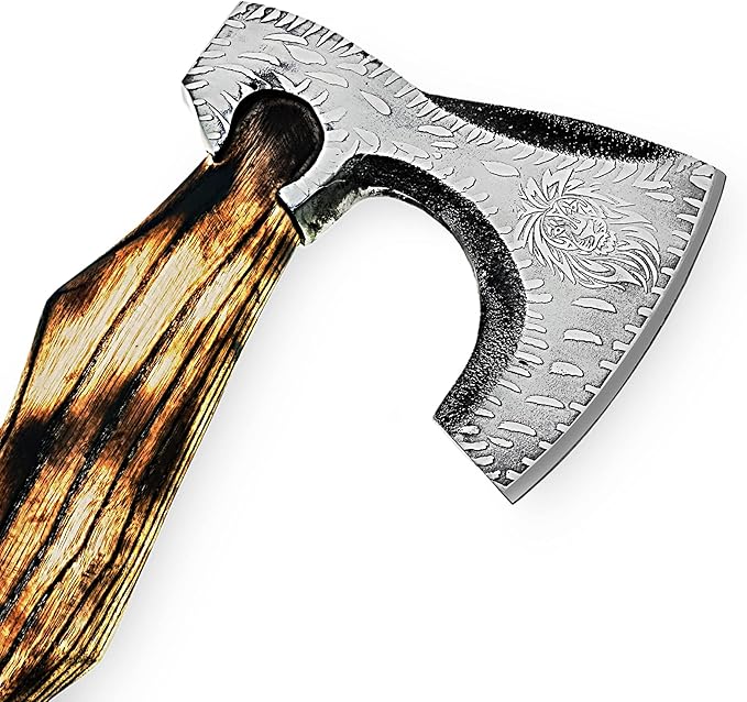Custom Handmade Carbon Steel Viking Tomahawk Hatchet Bearded Leather Wrapped Handle Axe