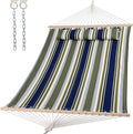SUNCREAT Double Hammocks 2 Person with Extra Large Pillow Non Fading Tree Hammocks for Outside Blue&ampAqua