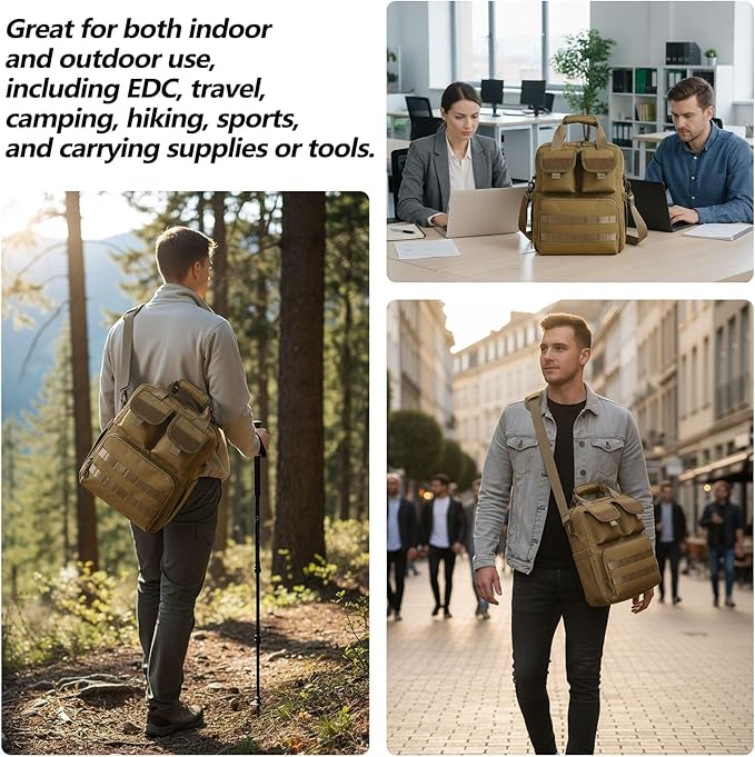 ArcEnCiel 12.9-14.2 Inch Laptop Tactical Messenger Bag Men MOLLE Sling Pack Briefcase Gear Handbags Utility Carry Satchel