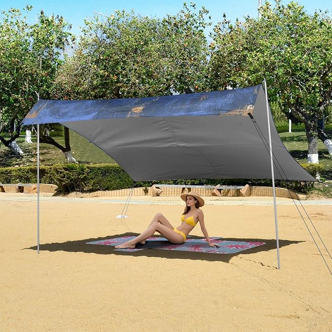 ALAZA American Bald Eagles on Blue Beach Tent Sun Shelter Portable Canopy Sunshade for Outdoor Camping Picnics Backyard Fun 10x9 ft
