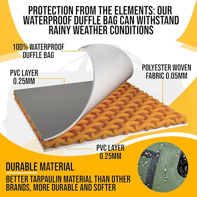 LEGEND Waterproof Duffel Bag - Heavy Duty Duffle Bag for Outdoor Camping Boating &amp Travel Premium PVC Dry Duffel Bag Motorcycle Dry Bag with Durable Strap &amp Handles with Large Storage - 40
