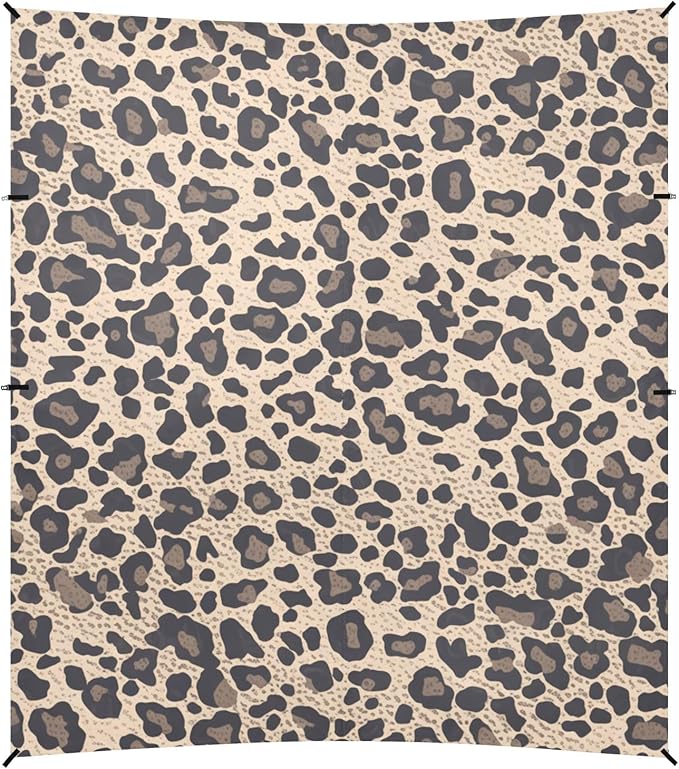 Leopard Print Pattern Stable Beach Tent UPF50+ Easy Setup Portable Sun Shelter with Sandbags and Shovel for Camping Trips Fishing Backyard Fun or Picnics