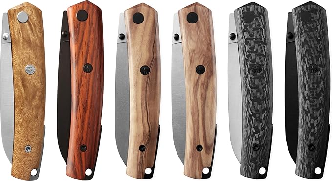 Petrified fish PF719 Patte Folding Knife3.38 14C28N Steel Black Stonewashed Blade Cocobolo Wood Handle Thumb Stud Liner lock Pocket Knife