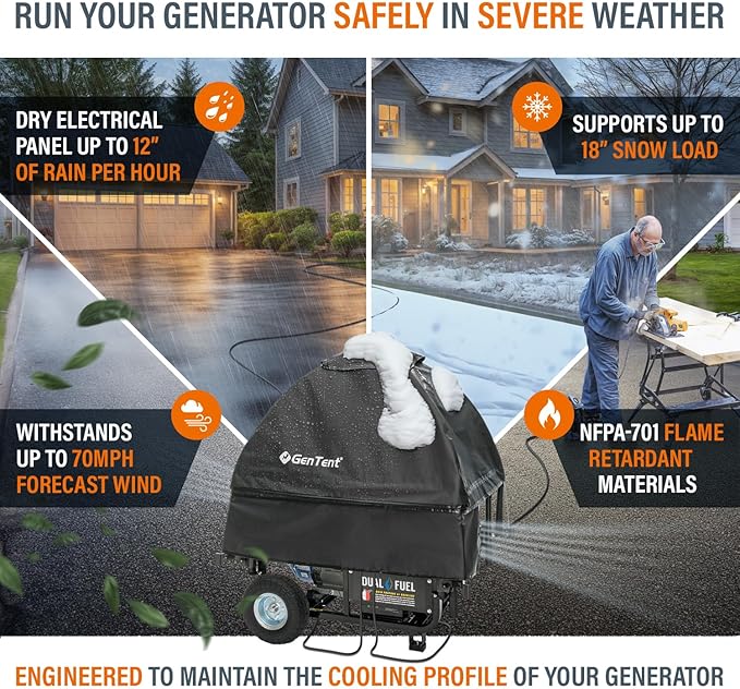 GenTent Open Frame Running Cover - Universal Adapter Kit Generator Tent (Onyx Original - Standard)