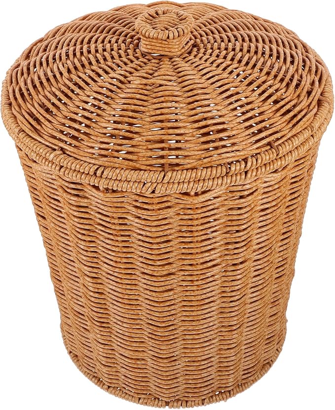 Ciieeo Laundry Basket Lid Woven Storage Container for Clothes Towels Toys and Sundries Multi-purpose Household Organizer for Bedroom and Laundry Room