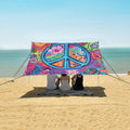 ALAZA Cute Peace Sign Beach Tent Sun Shelter UPF50+ Protection Beach Shade Canopy w/ 4 Sandbags for Outdoor Camping Fishing Backyard Fun Picnic 10x9 ft