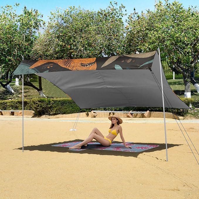 ALAZA Line Shark Pattern Beach Tent Sun Shelter Portable Canopy Sunshade for Outdoor Camping Picnics Backyard Fun 10x9 ft