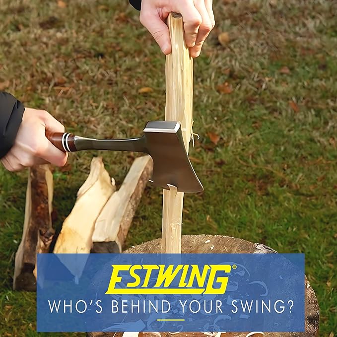 ESTWING Sportsman's Axe - 14 USA Made Camping Hatchet with Forged Steel Construction &amp Genuine Leather Grip - E24A