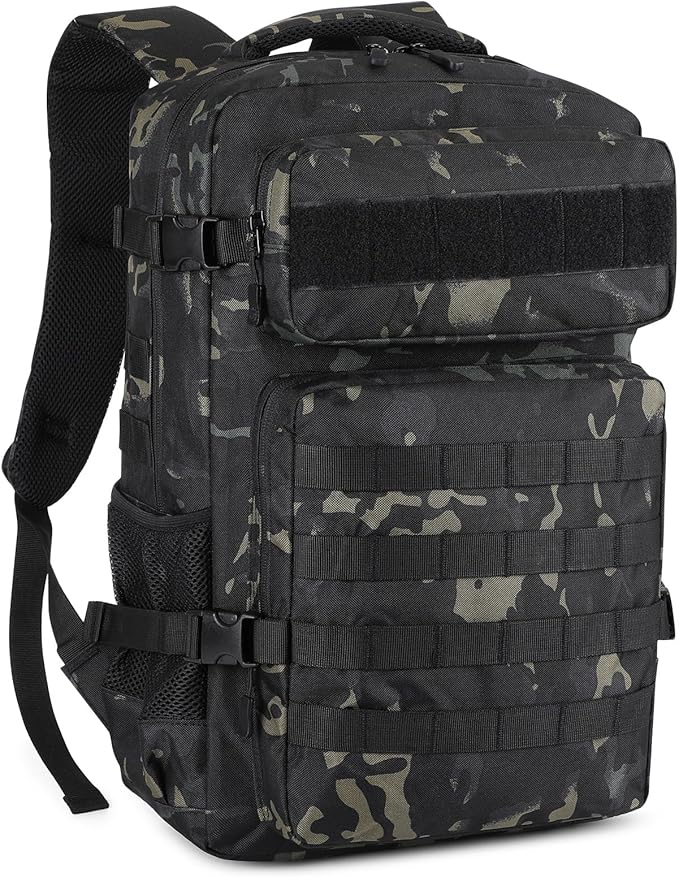 HUNTVP Tactical Backpack for Men 30L Military Backpack MOLLE Assault Pack Army Daypack Hunting Rucksack for Hiking Travel Work with Bottle HolderCamo