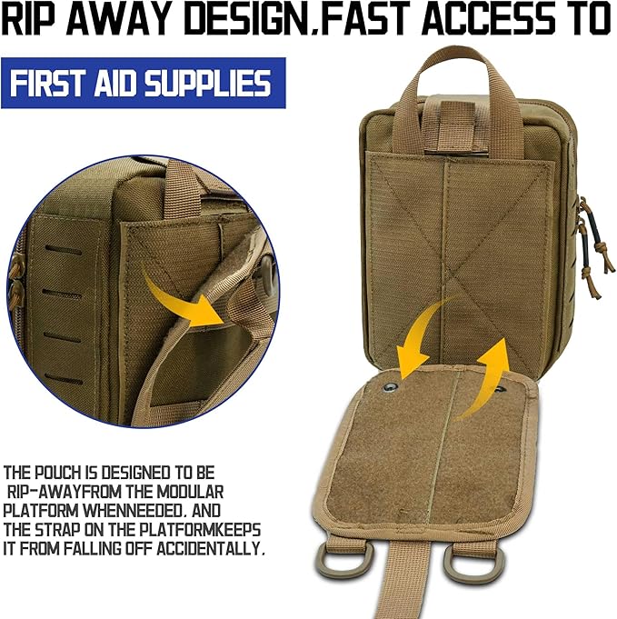 Ifak Pouch Rip Away Molle Tactical Medical Pouch Empty First Aid Kit Bag for Duty Belt (2 Pack-TAN)
