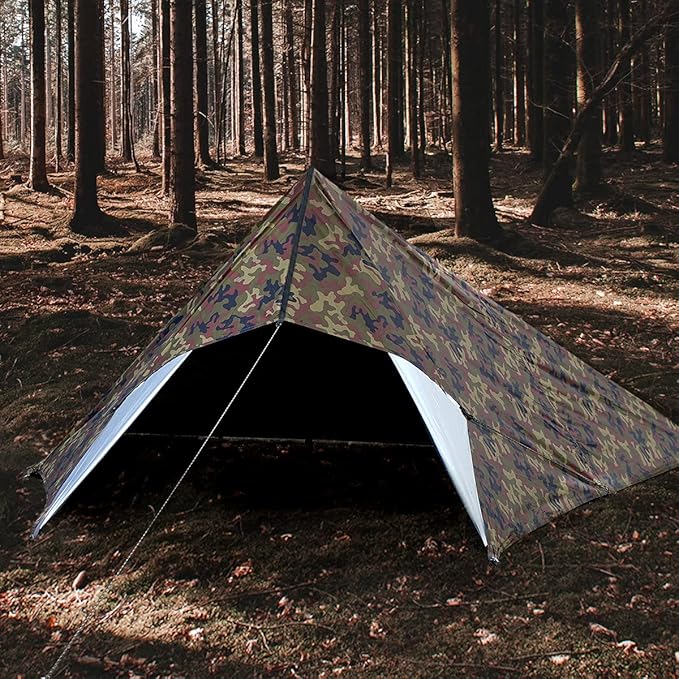 Bearhard Waterproof Camping Tarp Lightweight Hammock Rain Fly UV Protection and PU 3000mm Waterproof Backpacking Tarp Tent Footprint or Shelter Kit for Hiking and Outdoor Adventure