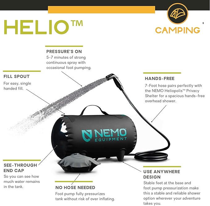 NEMO Equipment Helio Portable Pressure Camp Shower