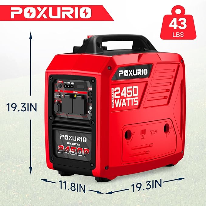 2450 Watt Inverter Generator 120V Gas Powered Generator Super Quiet RV Ready/EPA for RV Camping and HomeRed