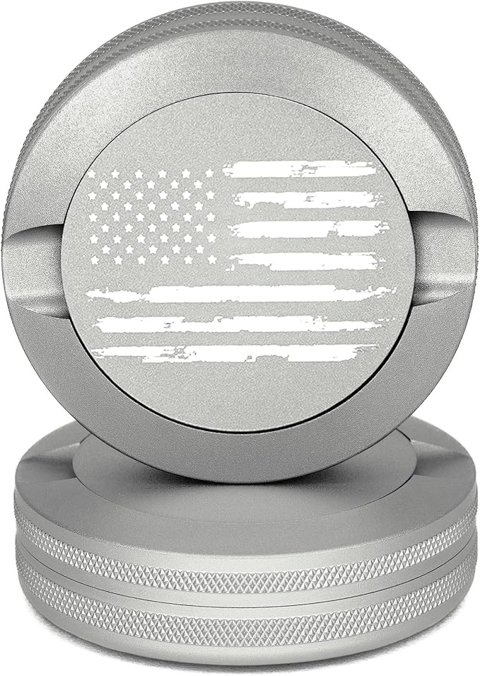 Premium Nicotine Pouch Container | Zyn Metal Can | Moisture &amp Odor Proof Snus Can | Zyn Accessories | Laser Engraved American Flag Design (Silver)