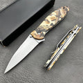 6.9'' EDC Pocket Knife 8Cr13Mov Stainless Steel Blade420 Steel Handle Manual Opening Folding knife Outdoor Camping Tool for Men's Gift (Camouflage)