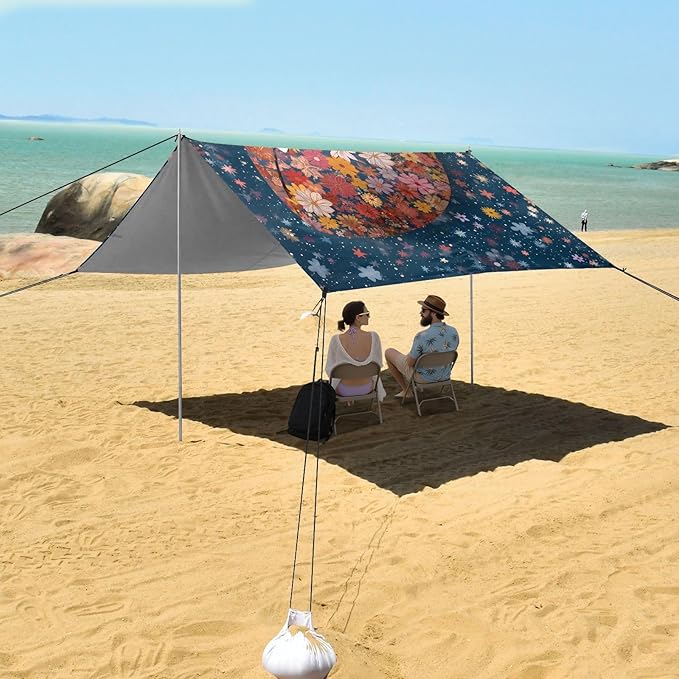 ALAZA Flower Football Beach Tent Sun Shelter Portable Canopy Sunshade for Outdoor Camping Picnics Backyard Fun 10x9 ft