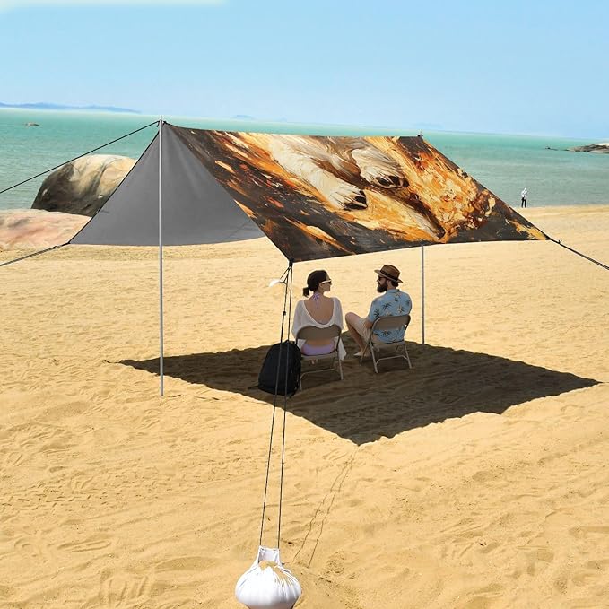 ALAZA Fire Running Puppy Beach Tent Sun Shelter Portable Canopy Sunshade for Outdoor Camping Picnics Backyard Fun 10x9 ft
