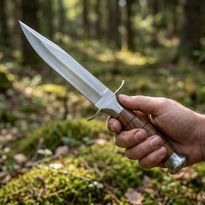 12.16 Fixed Blade Survival Knife with Nylon Sheath - High Hardness Stainless Steel Outdoor Knife - Classic Wood Handle Bushcraft Tool for Camping Hiking and Hunting