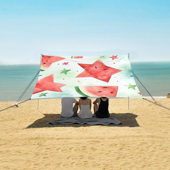 ALAZA Watercolor Watermelon Star Beach Tent Sun Shelter Portable Canopy Sunshade for Outdoor Camping Picnics Backyard Fun 10x9 ft