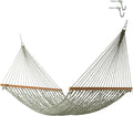 Hatteras Hammocks Small Green Oatmeal Heirloom Tweed DuraCord Rope Hammock – 11 ft. x 45 in. 450 lb Capacity Cumaru Spreader Bar Zinc-Plated Hardware Handcrafted in The USA