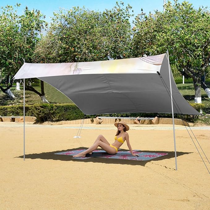 ALAZA Watercolor Dragonfly Flower Leaves Beach Tent Sun Shelter Portable Canopy Sunshade for Outdoor Camping Picnics Backyard Fun 10x9 ft