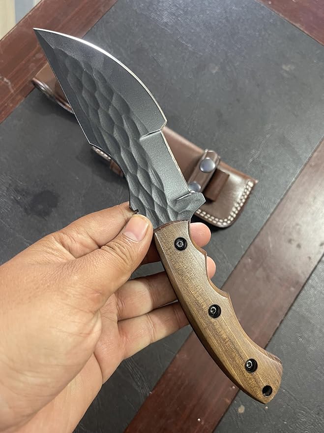 Tracker Knife With Ferro Rod- Large Outdoor Fixed Blade Knife with Scout Style Horizontal Carry Belt Sheath Holster for Hunting Survival Bushcraft and Camping Tactical Knives for Men