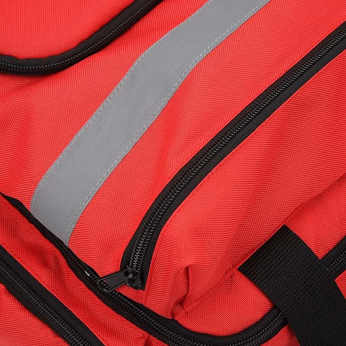 Red Firefighter Backpack Jump Bag Large Capacity Emergency Survival Gear Bag with Reflective Strip for Camping Hiking Sports
