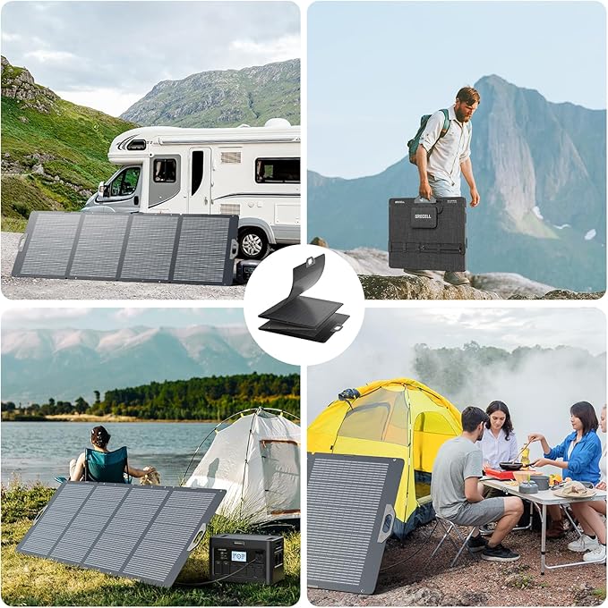 GRECELL 350W Portable Solar Panel for Power Station Generator Foldable Solar Panel 37.4V High-Efficiency Solar Charger 350W Power Backup with XT60/Anderson Output for Outdoor Van Camper Off-Grid