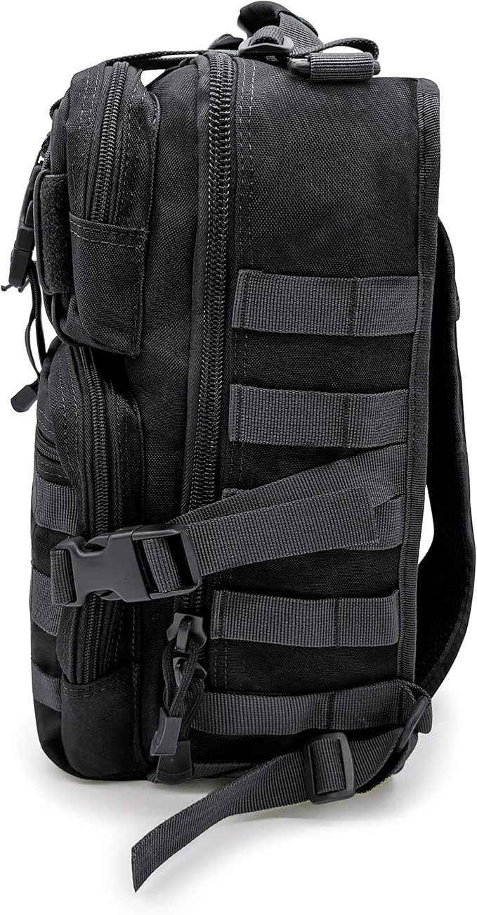 Silfrae Tactical Sling Bag Military Single Shoulder Backpack Chest Bag Range Bags (Black)