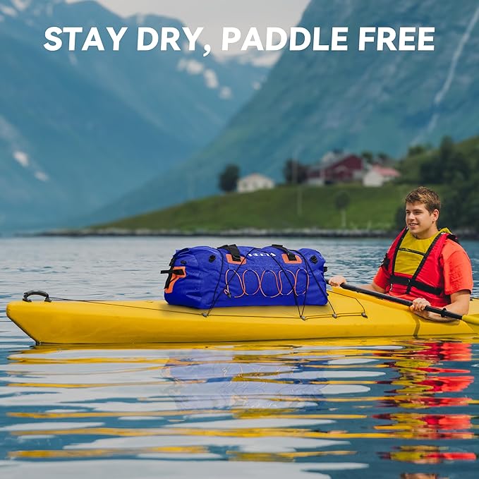 HEETA Waterproof Duffel Bag Motorcycle Dry Bag Backpack 60L/80L Extra Large Rolltop Travel Duffle Bags with Straps &amp Handles for Kayaking Rafting Boating Canoeing Camping Gym Beach Cruise Ship