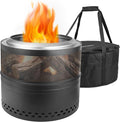 Smokeless Firepit Bonfire 20 Outside Wood Burning Metal Stove Stainless Steel Fire Pit with Carry Bag Portable Camping Propane Patio Backyard Easy Setup &amp Cleaning (Black)