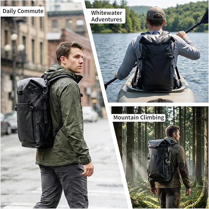 Waterproof Dry BagHeavy Duty Hiking Backpack Roll-Top Closure Bag for Kayaking Hiking Camping Boating- Men/Women ﻿
