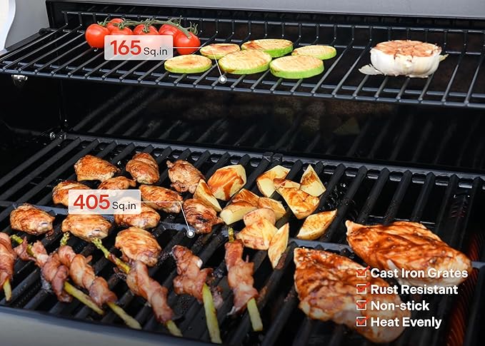 Monument Grills 4 Burner Propane Gas Grill Stainless Steel Outdoor Patio Barbecue Grill with Broil Zone Fast Heating Knob Control and Easy Cleanup M410MBZ