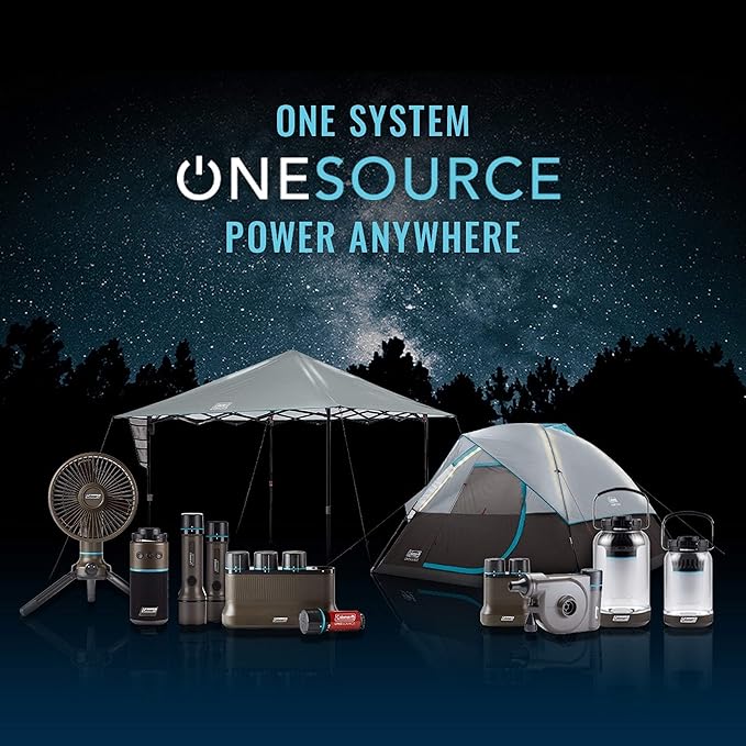 Coleman OneSource Rechargeable Outdoor Camping Gear: Camp Shower Cordless Vacuum Fan Speaker &amp Air Pump Options with Included Rechargeable Battery