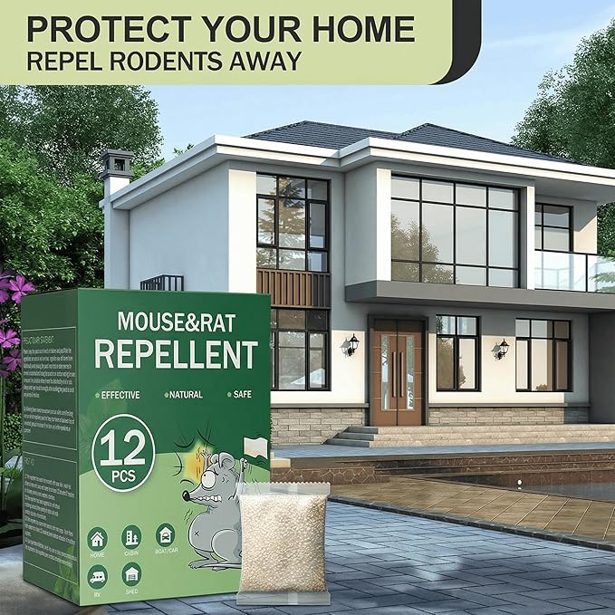 Mouse Repellent Pouches 12 Pack Rodent Mice Squirrel Repellent Pouches with Peppermint Oil-Repels MouseFlyRatsMosquitoRoaches AntsSpidersMoths-Pest Control