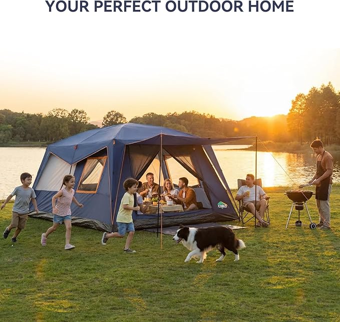 COBIZI 4-6-8-10 Person Camping Tent Spacious Family Tents for Camping Ideal Hiking 3500mm Waterproof Double-Layer Windproof Tent for Hiking &amp Backpacking