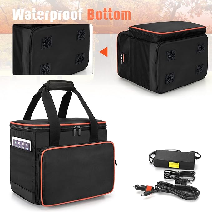 Trunab Travel Carrying Case Compatible with Jackery Explorer 500 Portable Power Station Storage Case with Waterproof Bottom and Front Pockets for Charging Cable and Accessories