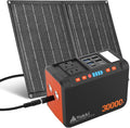 Takki 111Wh Portable Solar Generator Power Station with 21W Foldable Solar Panel 120W Peak Solar Charger Power Bank with 110V AC DC USB Ports for Camping Emergency Outdoor Home Use